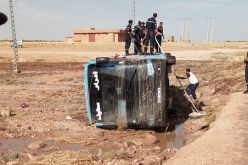 جرحى في إنحراف حافلة جرفتها السيول بالجلفة