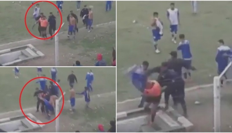 بالفيديو …. حكم يتعرض لاعتداء أكروباتيكي وحشي !!!