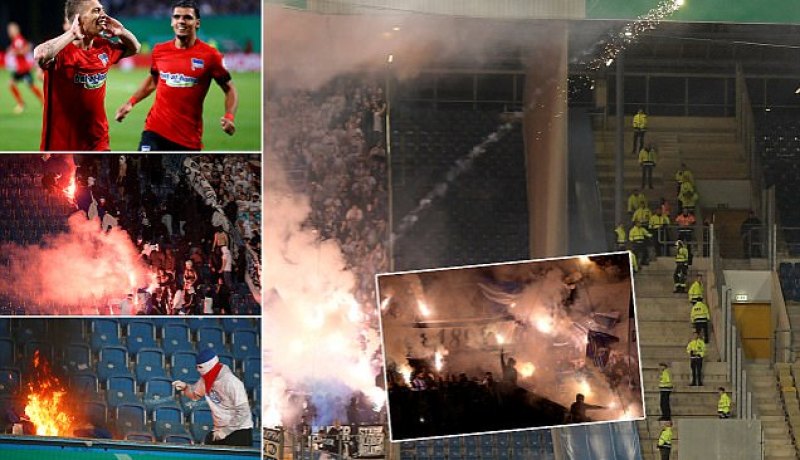 بالصور- أعمال شغب ونيران في كأس ألمانيا