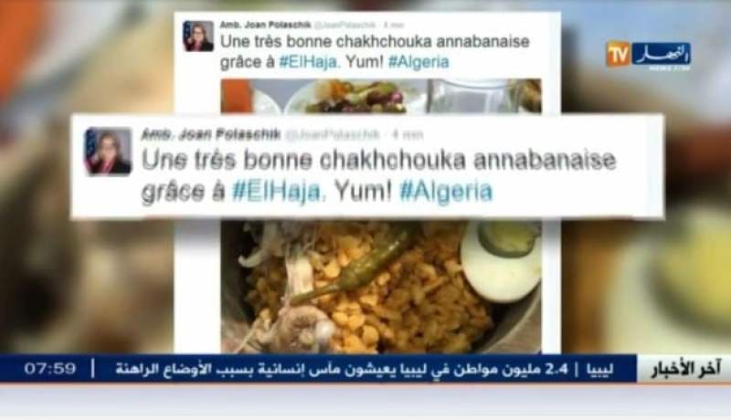 السفيرة الأمريكية جوان بولاشيك معجبة بطبق الشخشوخة العنابية