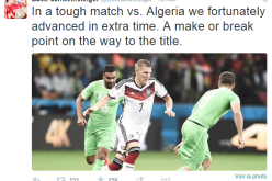 هكذا يحيي شفاينشتايغر ذكرى فوز منتخب بلاده على الجزائر في مونديال 2014