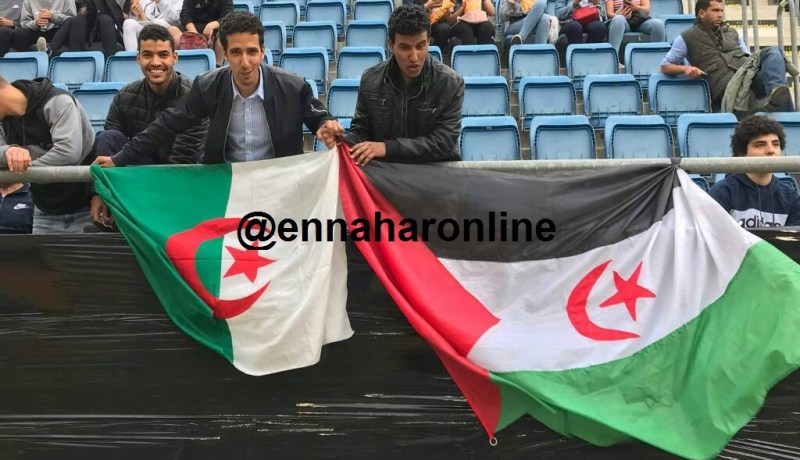بالصور.. الجالية الصحراوية بإسبانيا تُناصر الخضر ضد السعودية