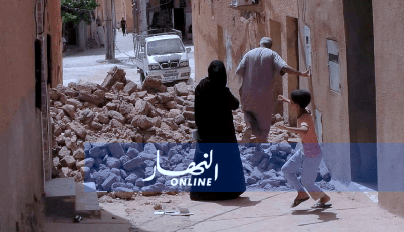سقوط جدار طوبي بسبب الأمطار في الأغواط