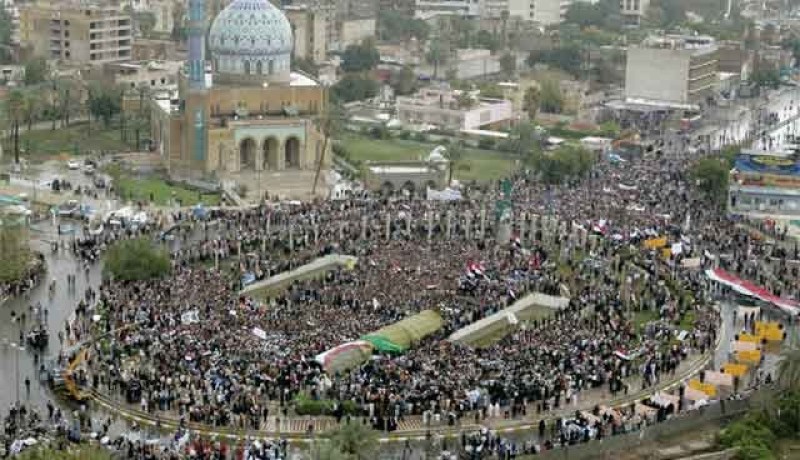 تنظيم مظاهرة في ساحة التحرير ببغداد للمطالبة برحيل الجيش الأميركي من العراق