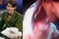 كلب يعض مذيعة في فمها على الهواء والشرطة تغرم صاحبه