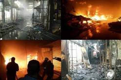 حريق يلتهم 34 محلا تجاريا داخل السوق المغطاة في عين الدفلى