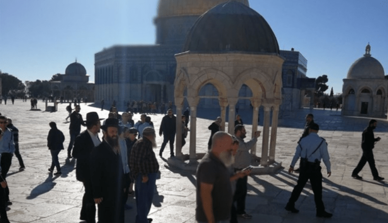 لأول مرة.. مستوطنون يتجولون على صحن قبة الضخرة