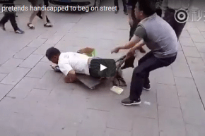 بالفيديو فضح متسوّل أمام الملأ يدّعي الإعاقة