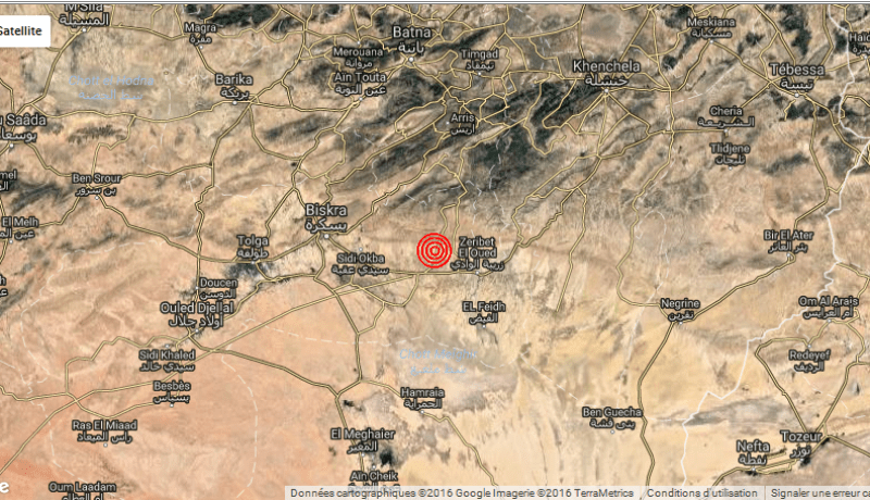 هزة أرضية بقوة 3.4 درجات بولاية بسكرة