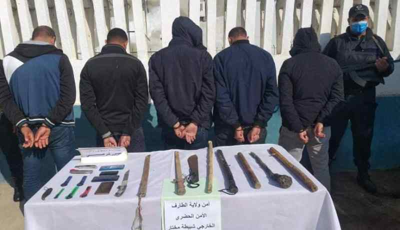 الإطاحة بعصابة أحياء خطيرة وحجز أسلحة بيضاء محظورة بشبيطة مختار في الطارف