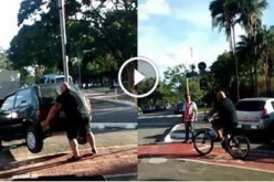 بالفيديو  دراج قوي يلقن صاحب سيارة مخالفة للقانون درسا بليغا