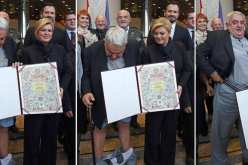 بالفيديو سقوط سروال رئيس لجنة هلسكنكي أمام رئيسة كرواتيا أثناء تكريمه