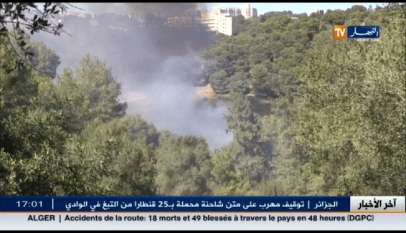‫‏بالفيديو‬.. حريق في غابة حديقة التسلية‬ ببن عكنون ‫‏بالعاصمة‬