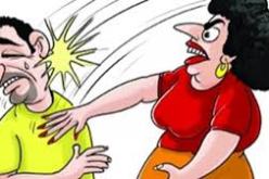 زوجة تضرب زوجها بقارورة زجاجية