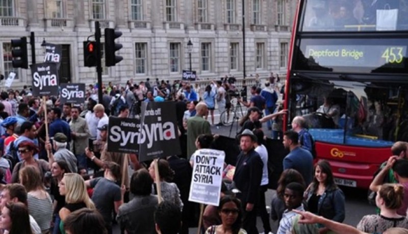 مظاهرات في لندن لرفض التدخل العسكري البريطاني في سوريا