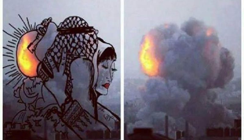 بالصور: دخان غزة يتحول إلى لوحات فنية