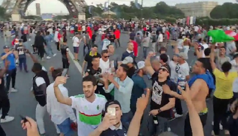 بالفيديو .. جزائريون يهتفون لفلسطين الشهداء في نهائي اليورو بباريس