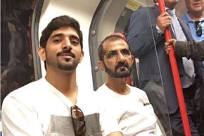 بالفيديو حاكم دبي ونجله في مترو لندن وسط الركاب