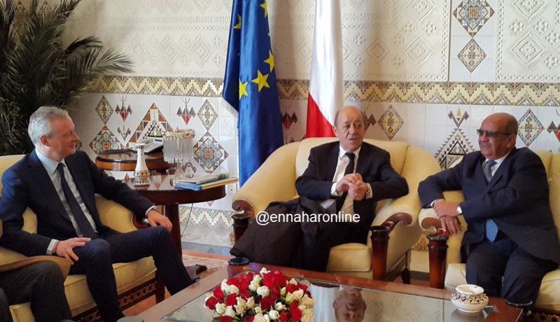 بالصور وصول مساهل ونظيره الفرنسي لقصر المؤتمرات