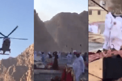بالفيديو.. هبوط مروحية أمير إماراتي كادت تقضي على ضيوفه