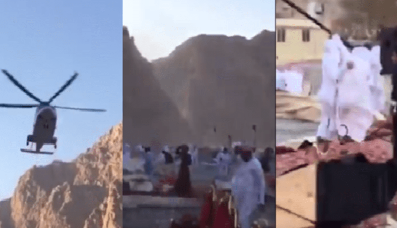 بالفيديو.. هبوط مروحية أمير إماراتي كادت تقضي على ضيوفه