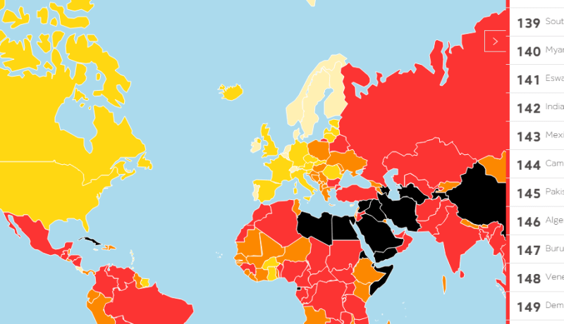 الجزائر تصنف في المركز 146 عالميا في مجال حرية التعبير