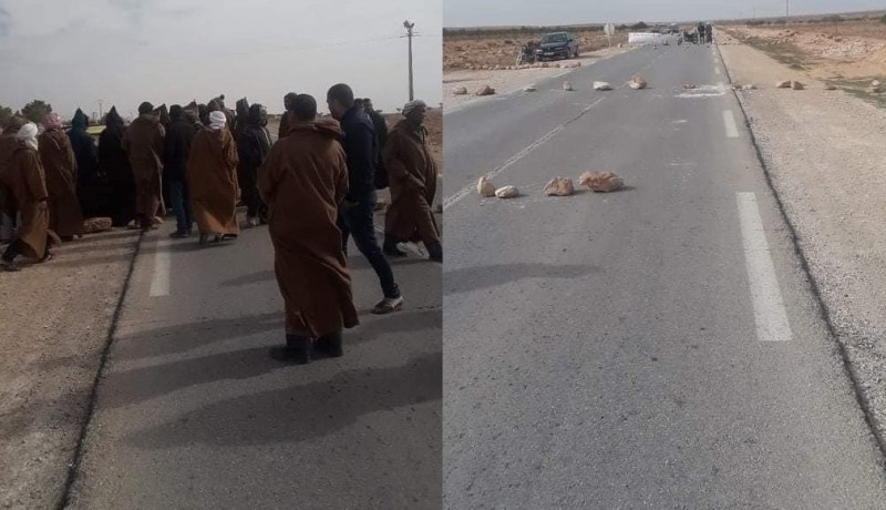 مواطنون يقطعون طريقًا وطنيًا لتأخر التنمية في حاسي بحبح بالجلفة