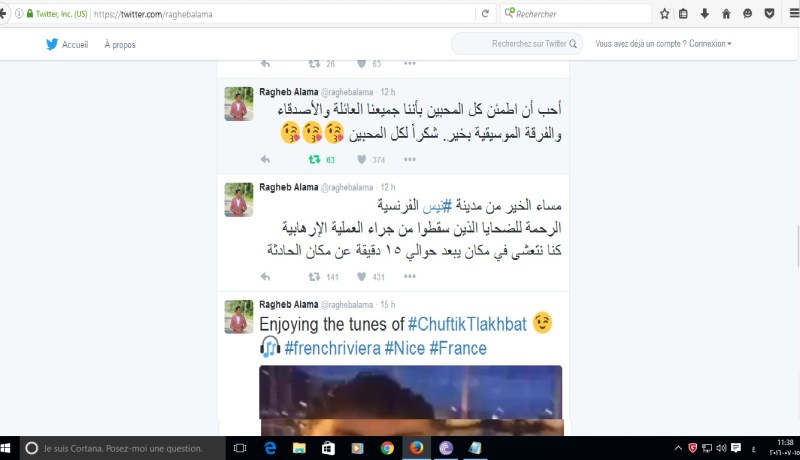 راغب علامة يعلن نجاته من هجوم نيس الإرهابي