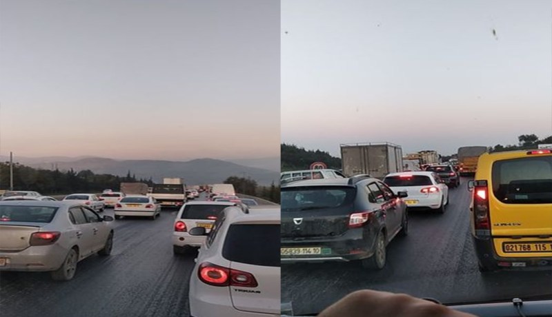 البويرة.. توقف الحركة بسبب انحراف مقطورة والشاحنات الكبيرة ممنوعة من المرور