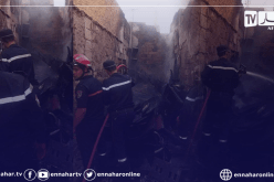 اخماد حريق وسط  مدينة بن سرور في ولاية المسيلة