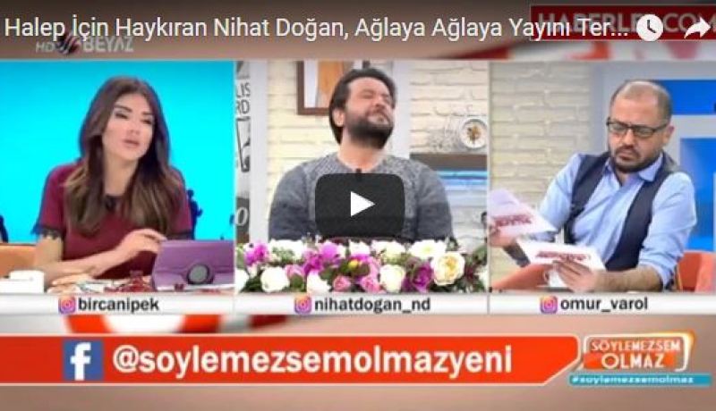 بالفيديو .. فنان تركي ينسحب من برنامج بالبكاء الشديد على حلب