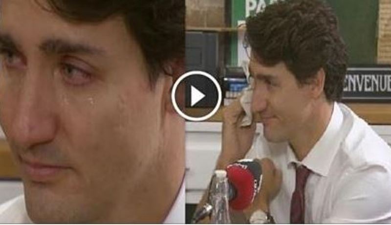 بالفيديو .. رئيس الوزراء الكندي يبكي تأثرا بكلمات لاجئين سوريين