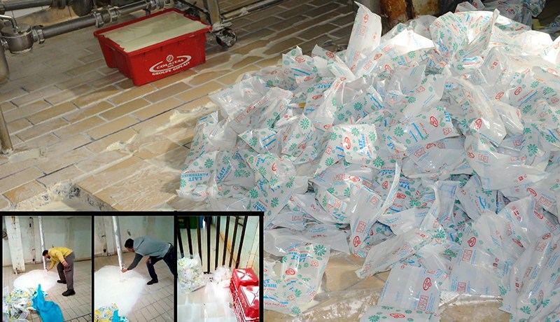 الحليب المدعّم يرمى في المجاري المائية