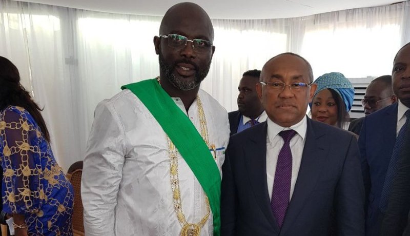 بالصور..رئيس الكاف يشارك في مراسم تنصيب “ويا” رئيسا لليبيريا