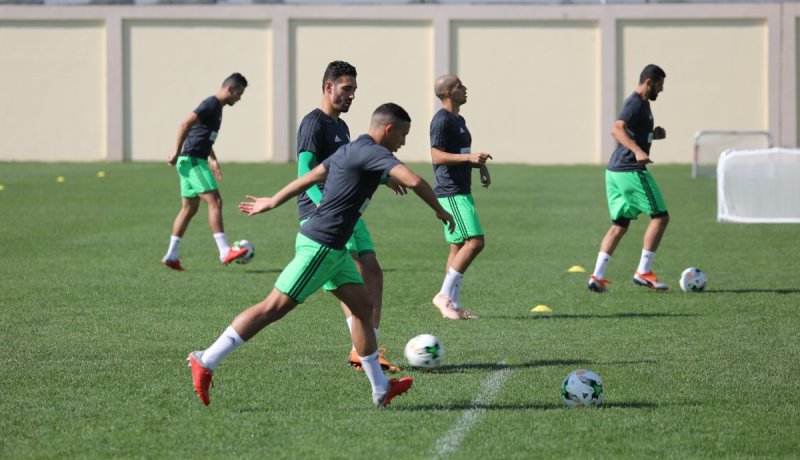 بالصور..الخضر يجرون آخر حصة تدريبية بسيدي موسى قبل التنقل إلى كوتونو