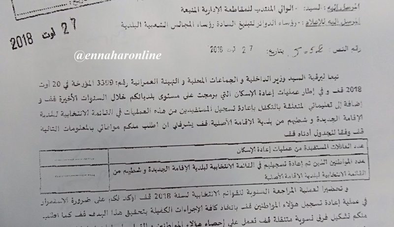 الداخلية تأمر بمراجعة القوائم الانتخابية وتسجيل المرحلين الجدد