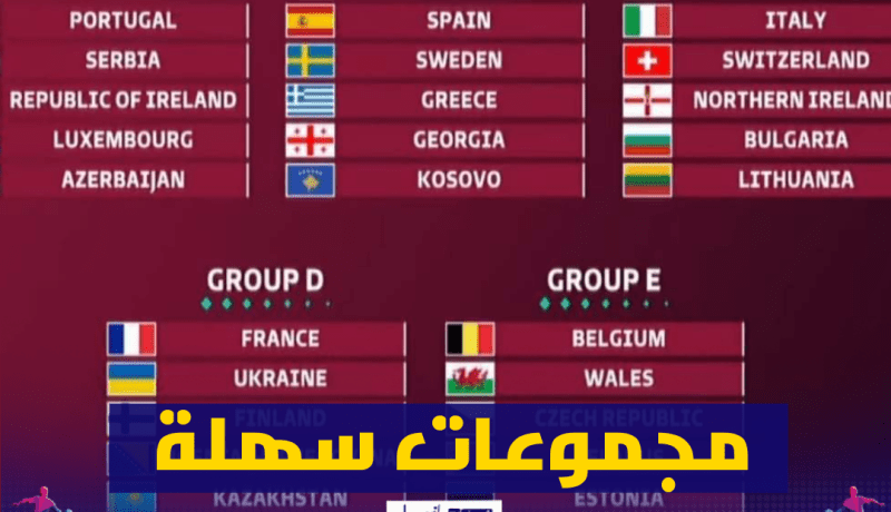نتائج قرعة تصفيات أوروبا المؤهلة لكأس العالم