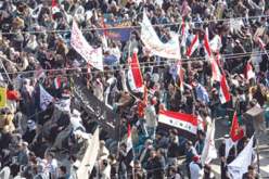 مظاهرة في ساحة التحرير وسط بغداد للمطالبة برحيل القوات الامريكية والقضاء على الفساد