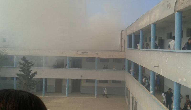 بالصور حريق مهول يشب بثانوية بلقايد في وهران