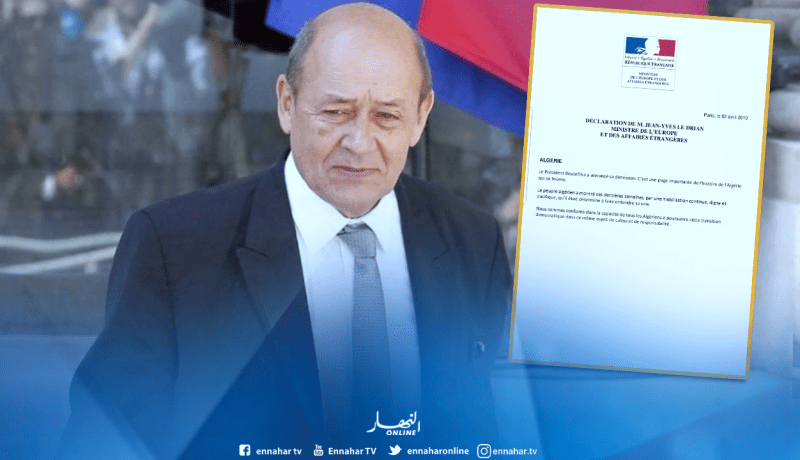 وزير الخارجية الفرنسي: “إستقالة بوتفليقة صفحة مهمة في تاريخ الجزائر”