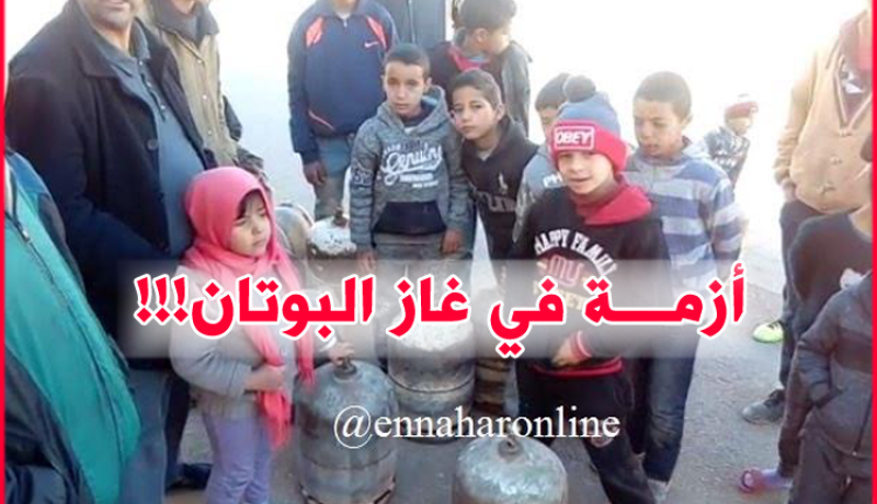 بالفيديو أزمة غاز البوتان في البيض