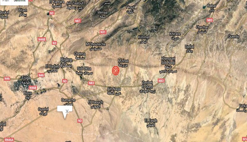 هزة أرضية بقوة 3.5 تضرب بسكرة