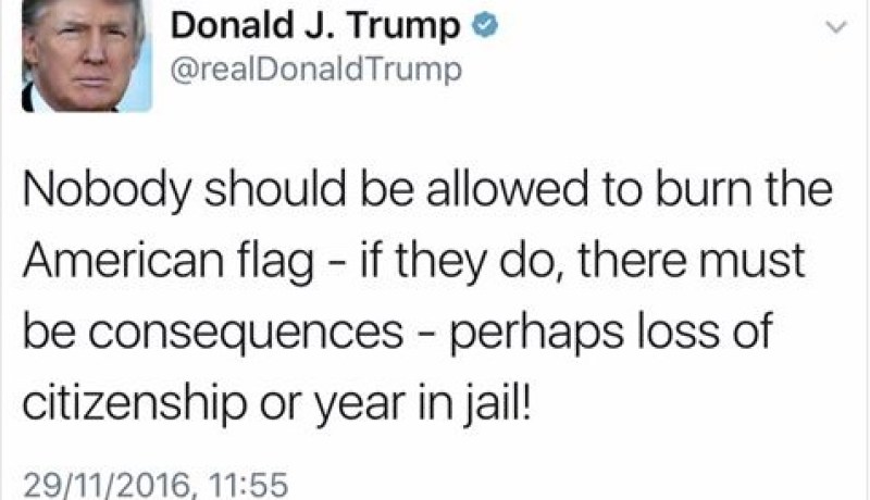 هذا ما هدد به ترامب كل أمريكي يحرق علم بلاده