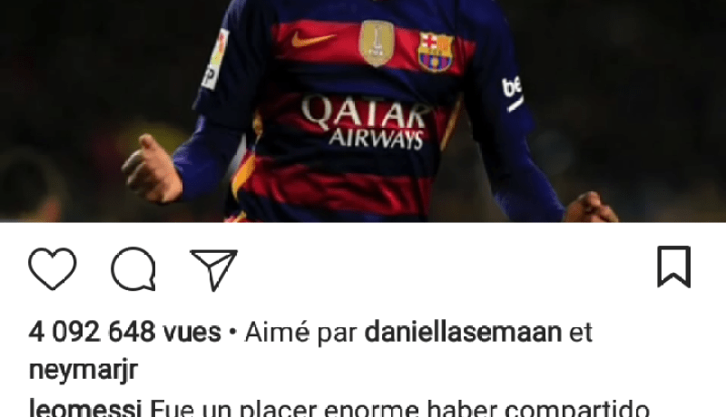 “ميسي” يودع “نيمار” برسالة مؤثرة