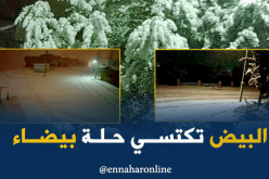 بالفيديو.. بداية تساقط الثلوج.. والبيض تكتسي حلة بيضاء
