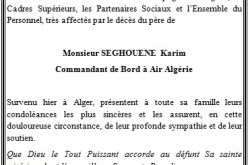 الخطوط الجوية الجزائرية تأسف لفقدان والد سغوان كريم