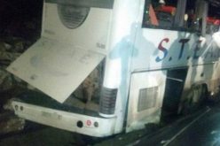 بالصور والفيديو.. إصابة 38 مشجعًا لكرة القدم إثر انقلاب حافلتهم