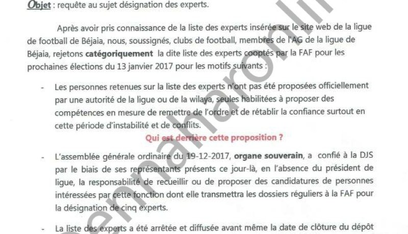 30 نادي رياضي يحتجون على إقصائهم من الترشح لتجديد مكتب رابطة بجاية