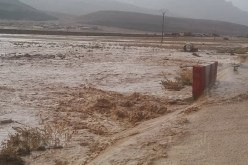 أم البواقي : فيضان واد عليد يغلق الطريق بين مسكيانة وتبسه