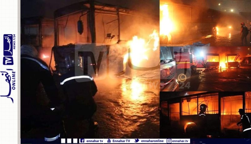 حريق في المرآب الرئيسي لمؤسّسة النقل الحضري”إيتوزا” بخروبة